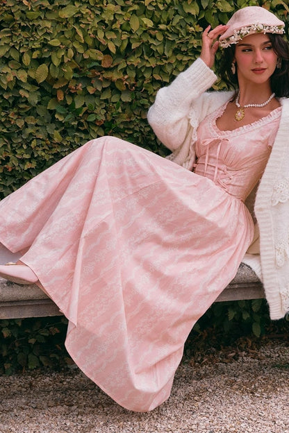 Peach V-Neck Slimming Dress