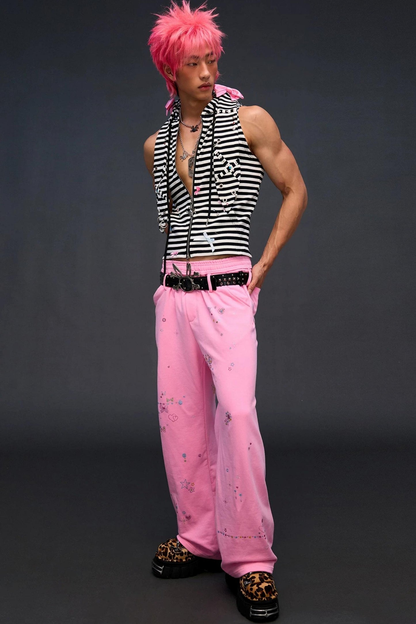 Rhinestone Bowknot Striped Vest
