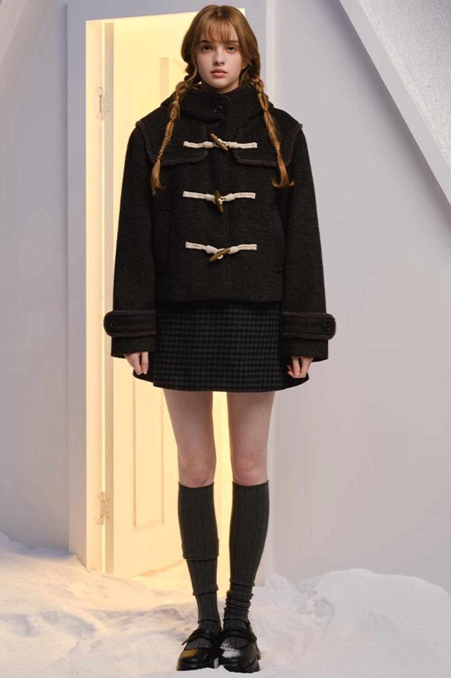 Green Plaid Wool-Blend Dress