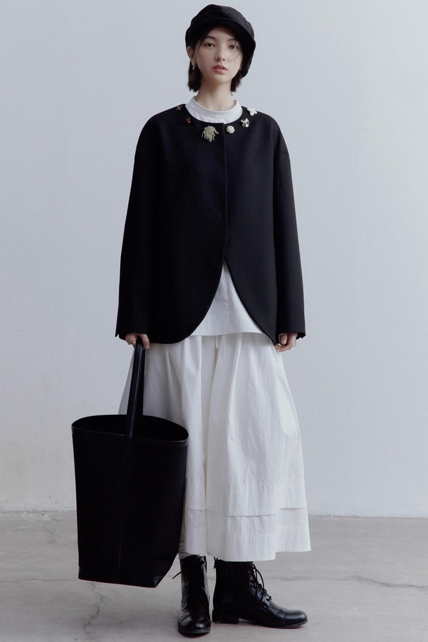 Pure Cotton Layered Shirring Skirt