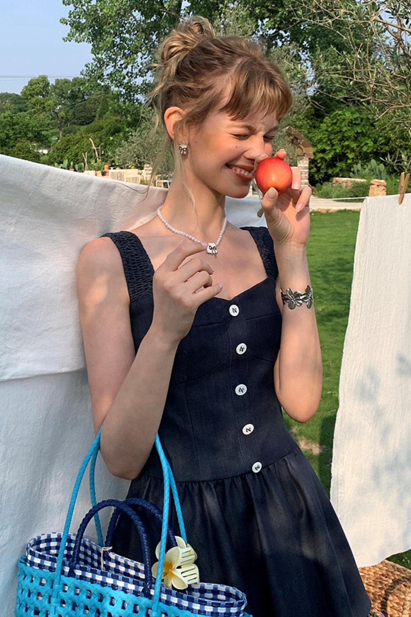 Sea View Navy Blue A-Line Puffy Dress