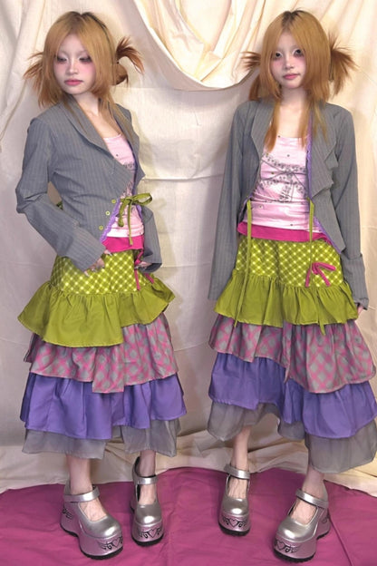 Original Striped Lace Gray Strappy Jacket