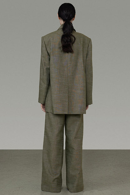 Draped Straight-Leg Suit Pants