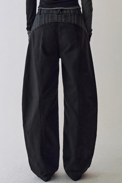 Double Waist Scimitar Loose Jeans