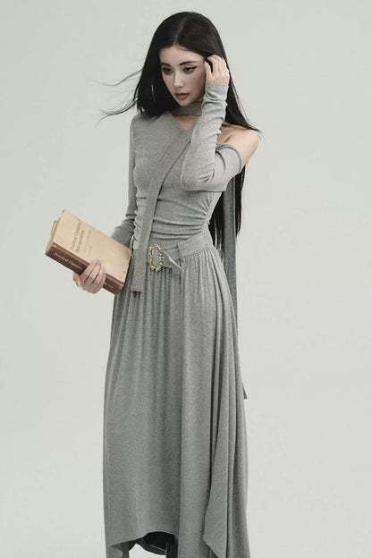 Pure Lust Knit Slanted Shoulder Dress