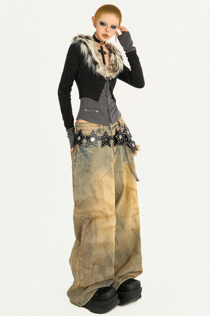 Leopard Print Fur Knitted Top