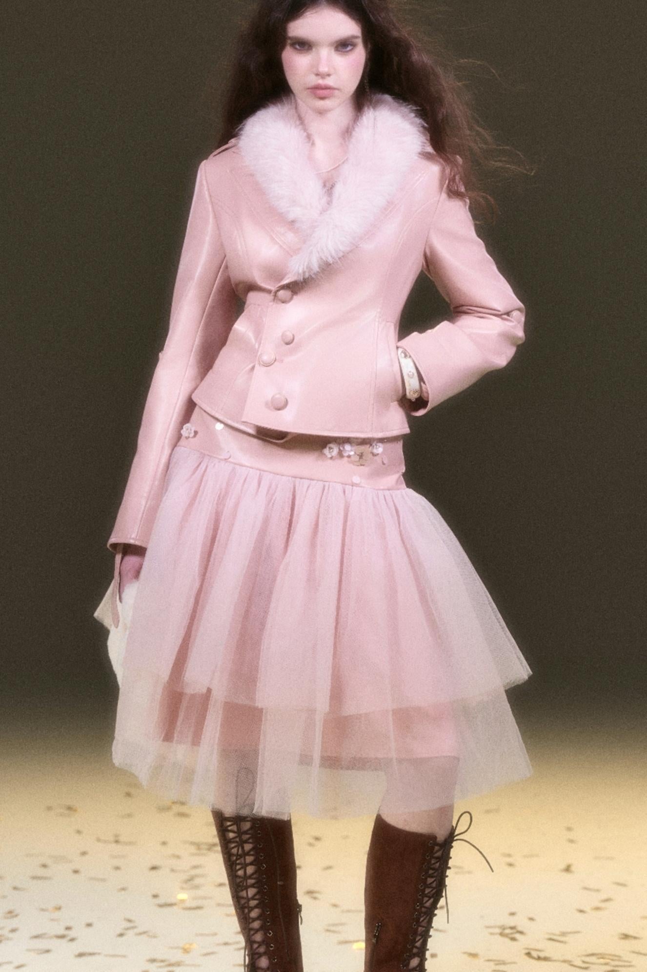 Pink Leather Jacket Set-Up