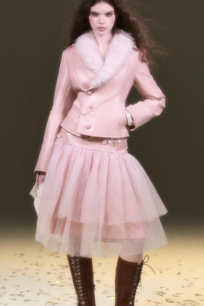 Pink Leather Jacket Set-Up