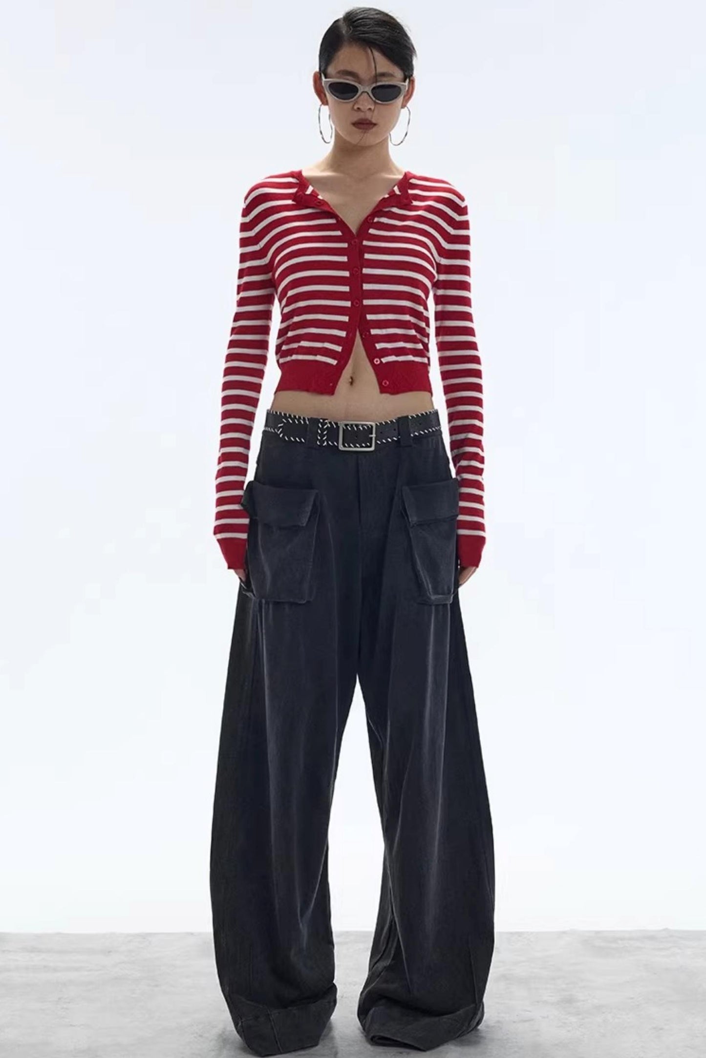 Striped Color-Block Knitted Cardigan