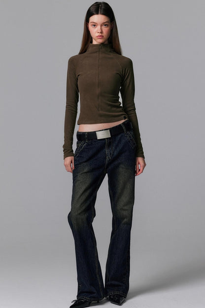 Retro Washed Micro-Flared Jeans