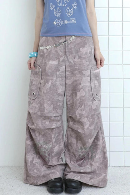 Y2K Strass-Camouflage-Hose