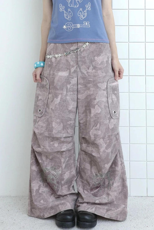 Y2K Rhinestone Camouflage Pants
