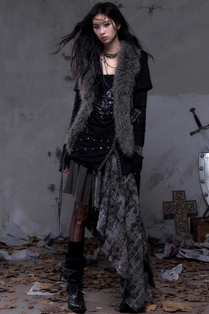 Rock Swing Collar Print Long Sleeve Dress