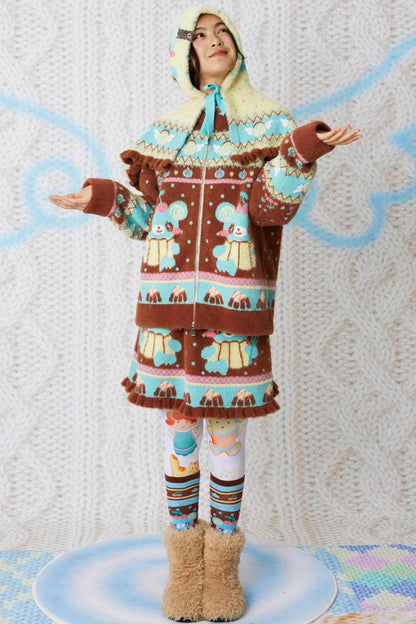 Yellow Bear Knitted Cape Hat