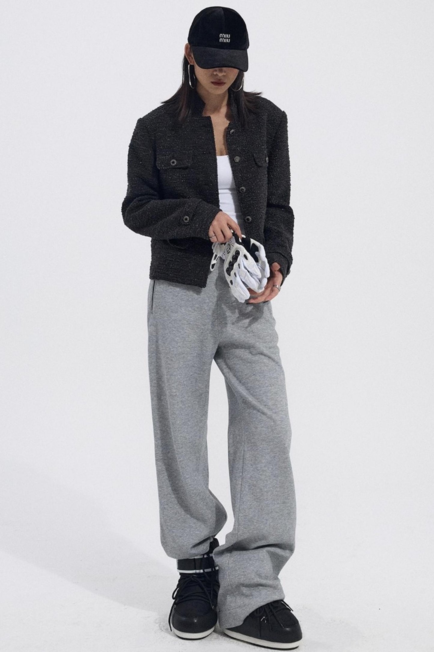 Solid V-Waist Fleece Pants
