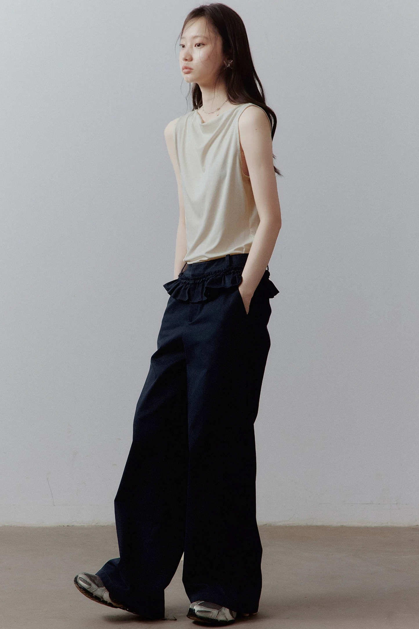 Plush Blue Layered Cotton Trousers