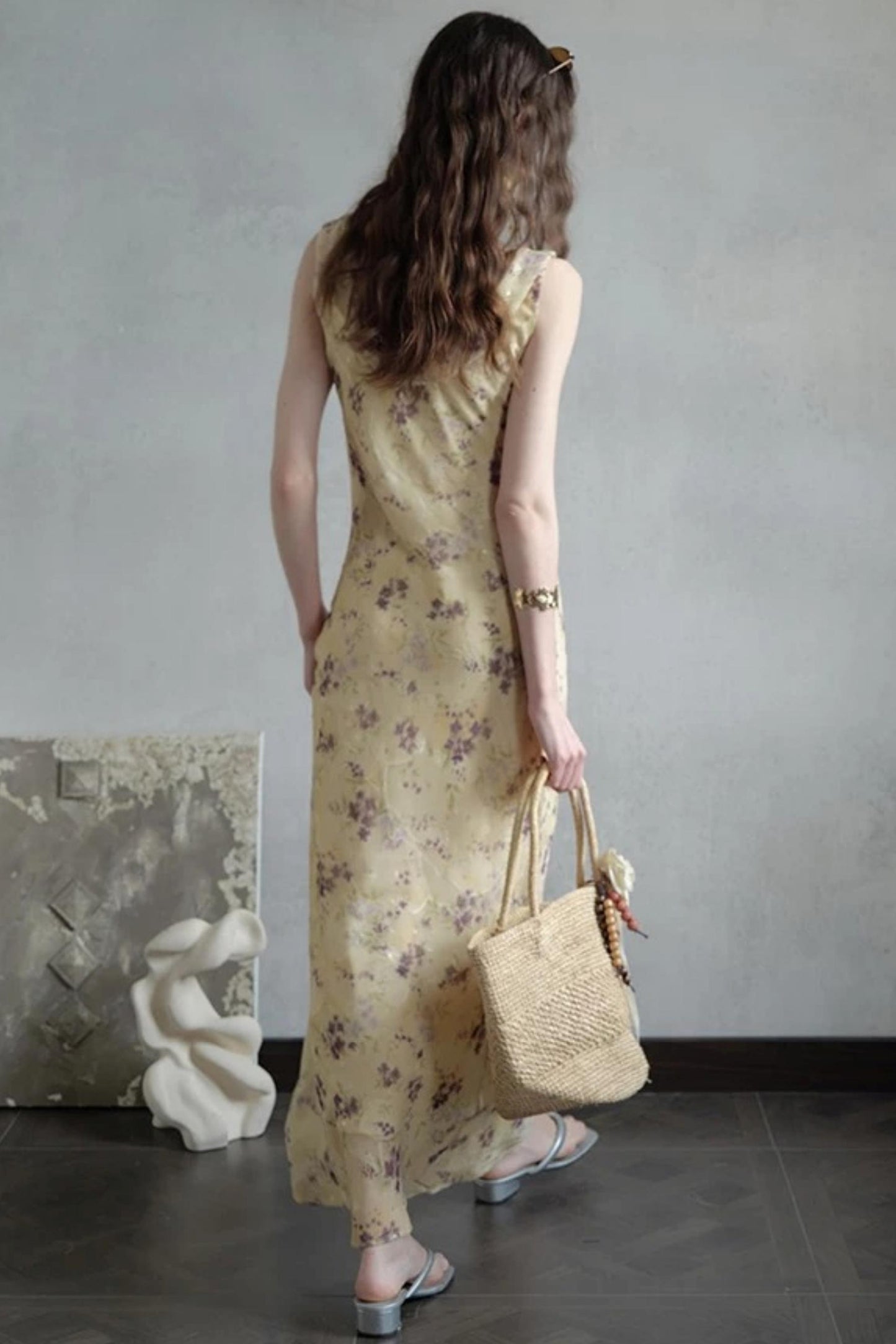 Burnt Floral Jacquard Dress