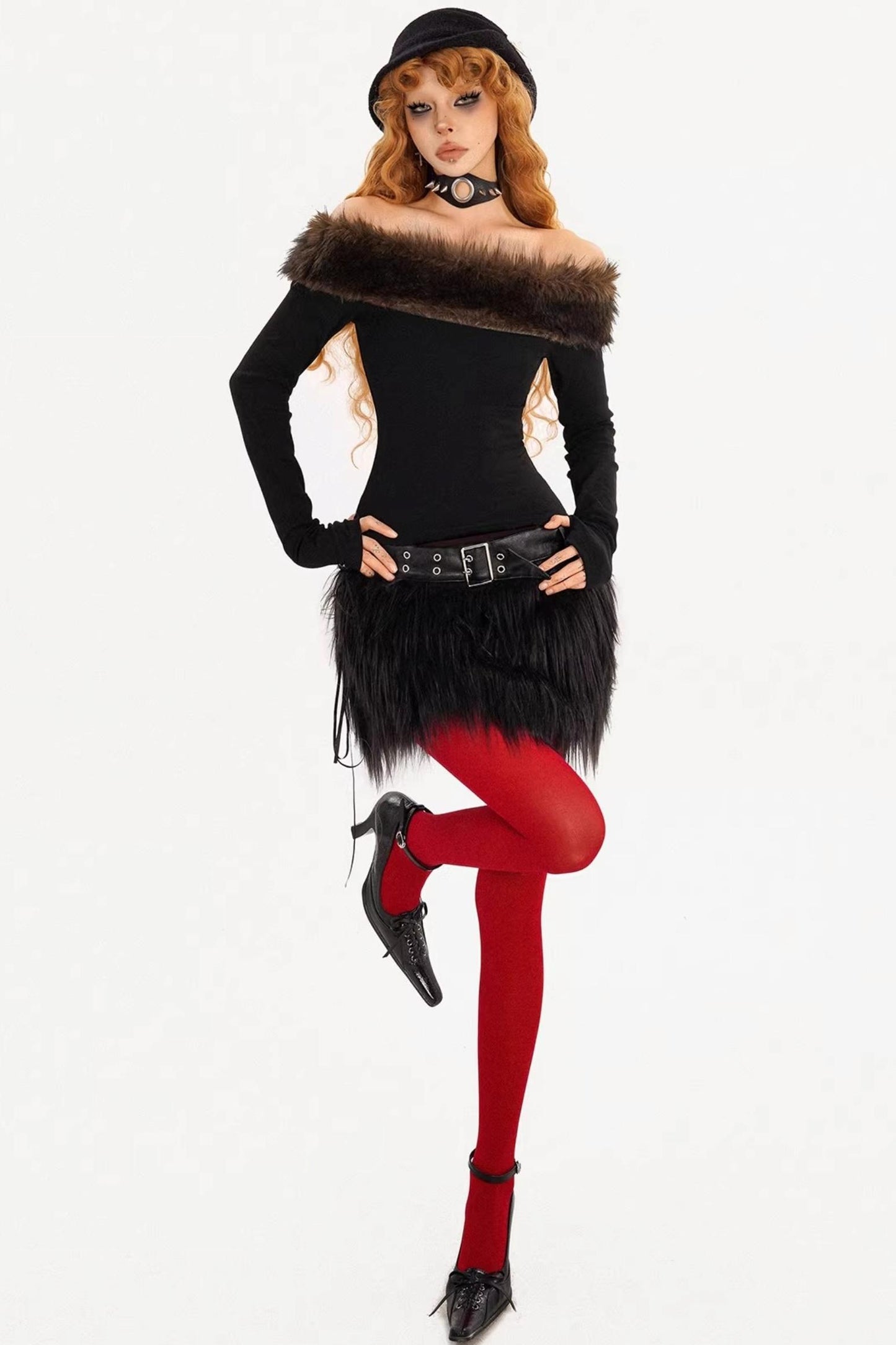 Milk Fur Off-Shoulder Top Set-Up