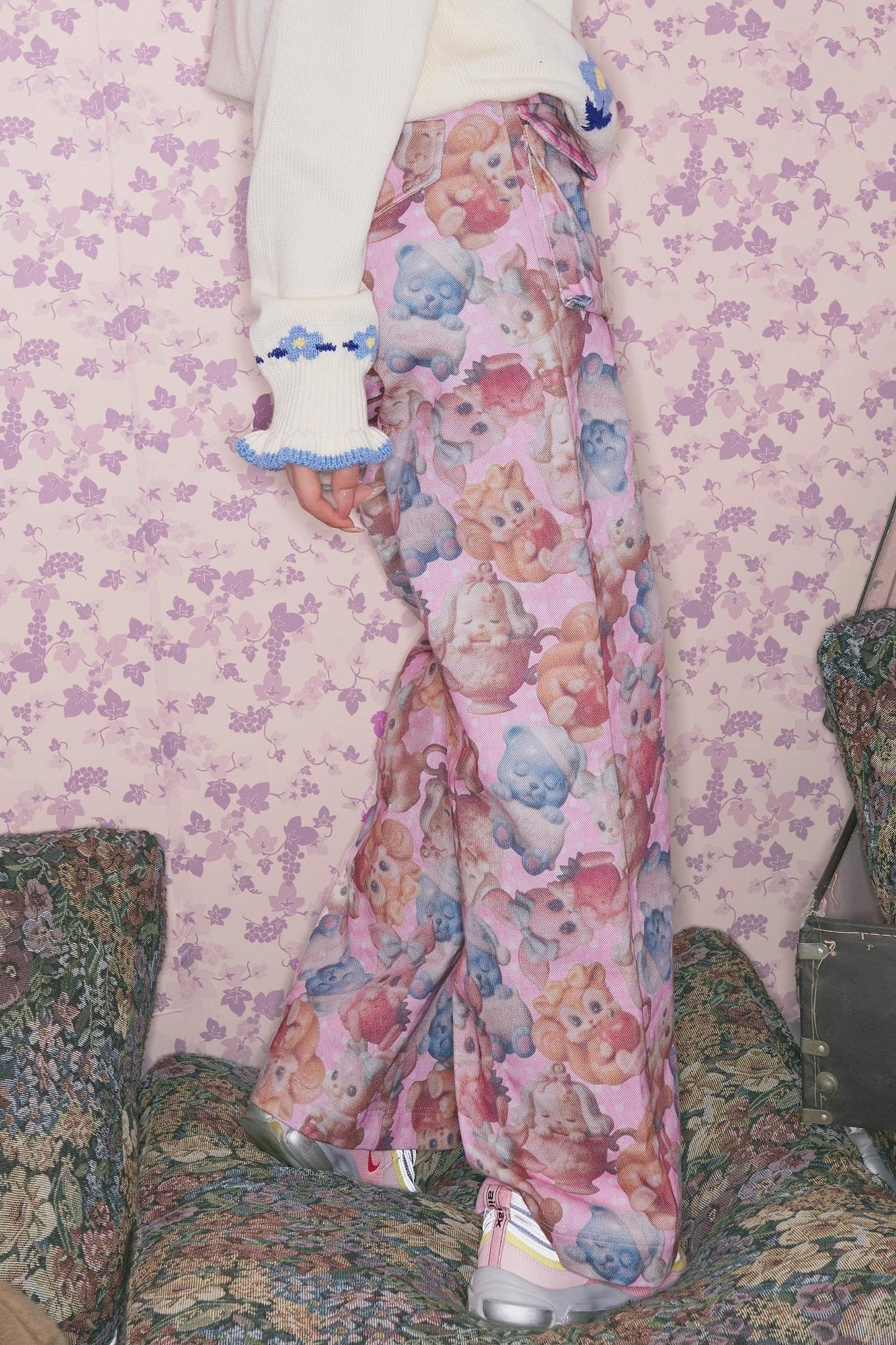 Pink Retro Animal Print Pants