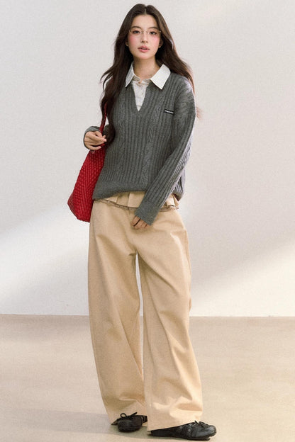 Skirt Curtain High-Waisted Loose Pants