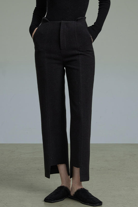 Thicker Tweed Irregular Design Cropped Pants