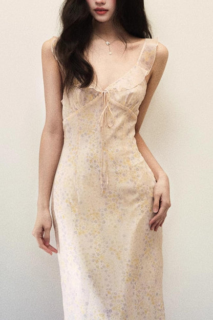 Violet Blossom V-Neck Mini Dress