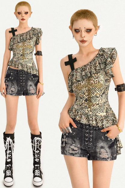 Retro Leopard Ruffle Vest