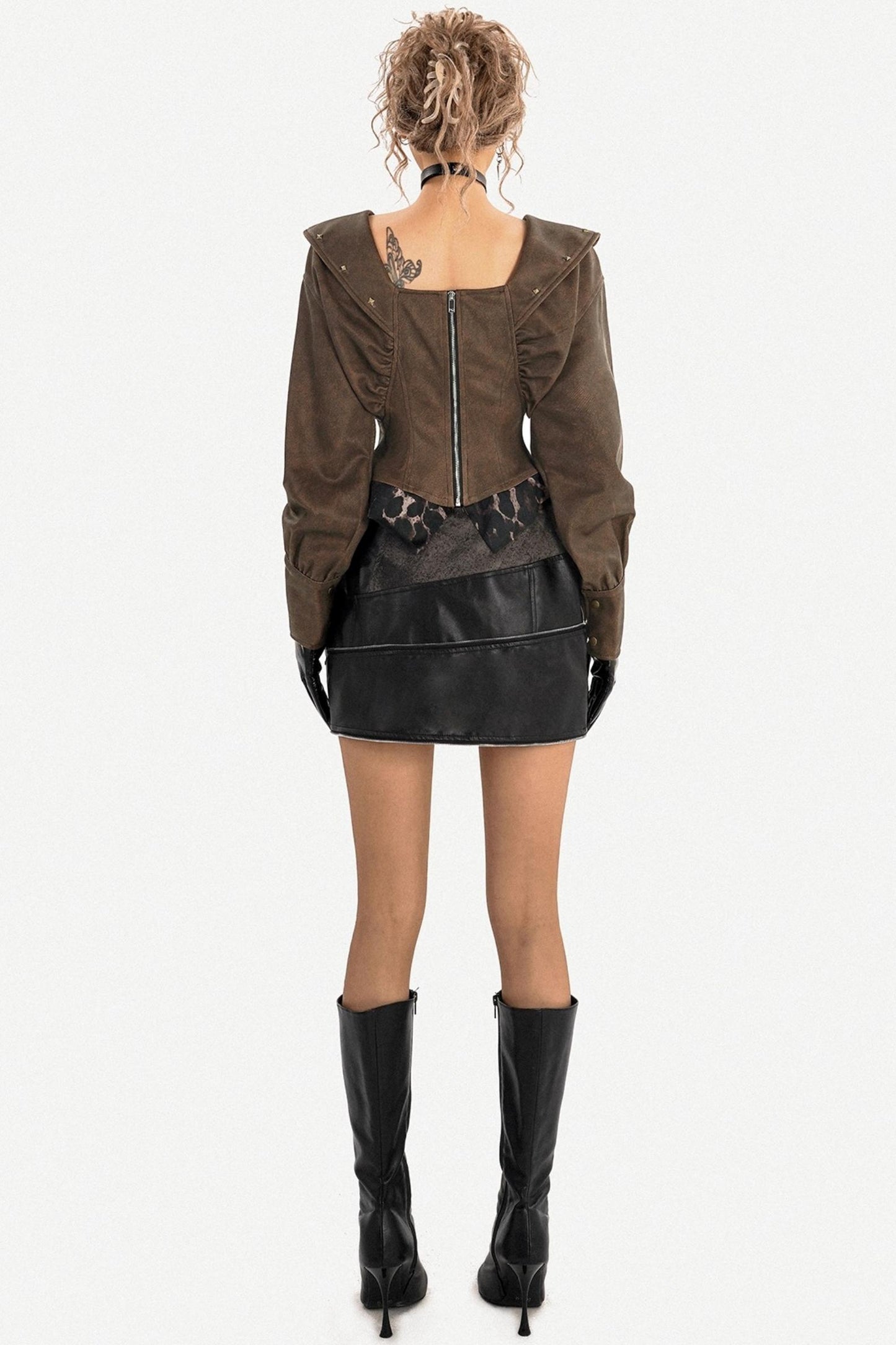 Retro Deep V-Neck Waist Top