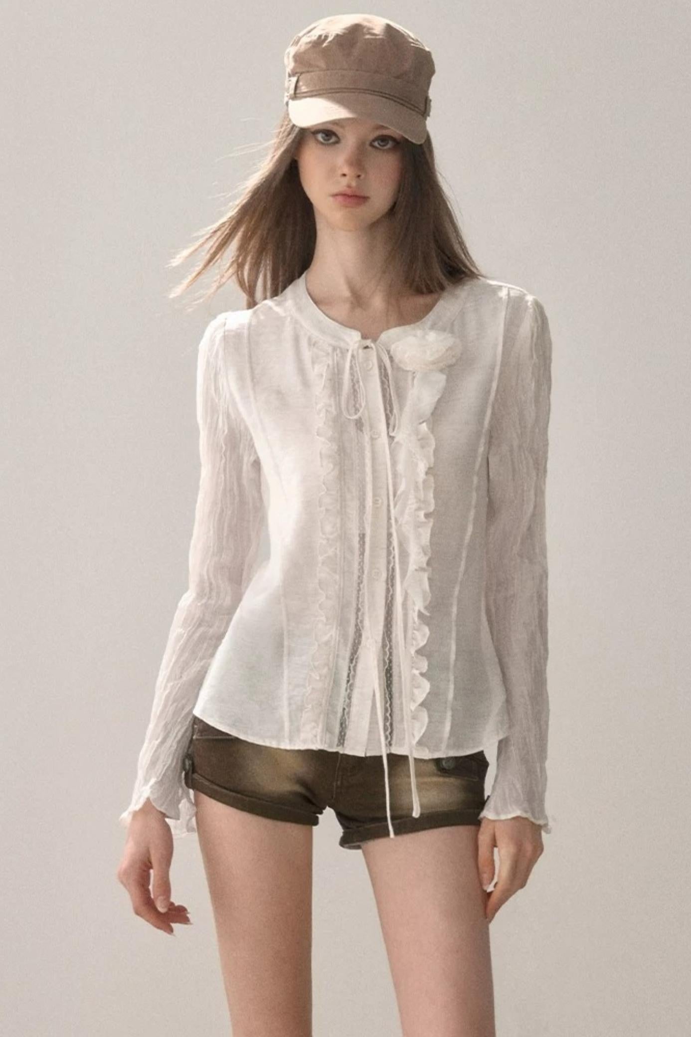 Ruffled Vintage White Shirt