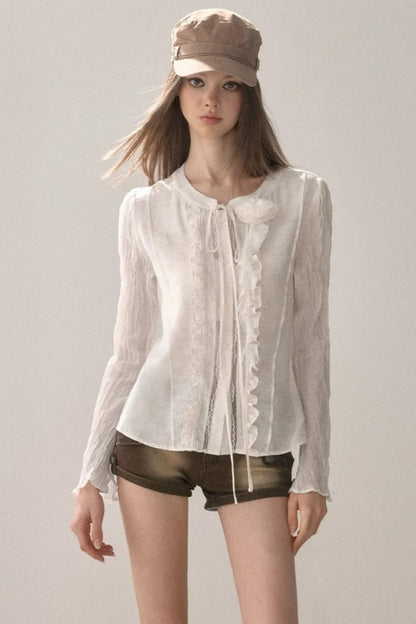 Ruffled Vintage White Shirt
