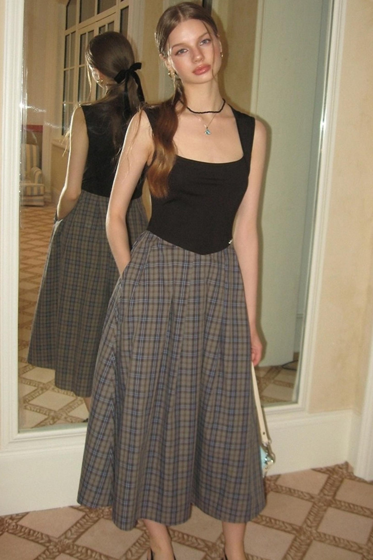 Classic Check Shearling Style Dress