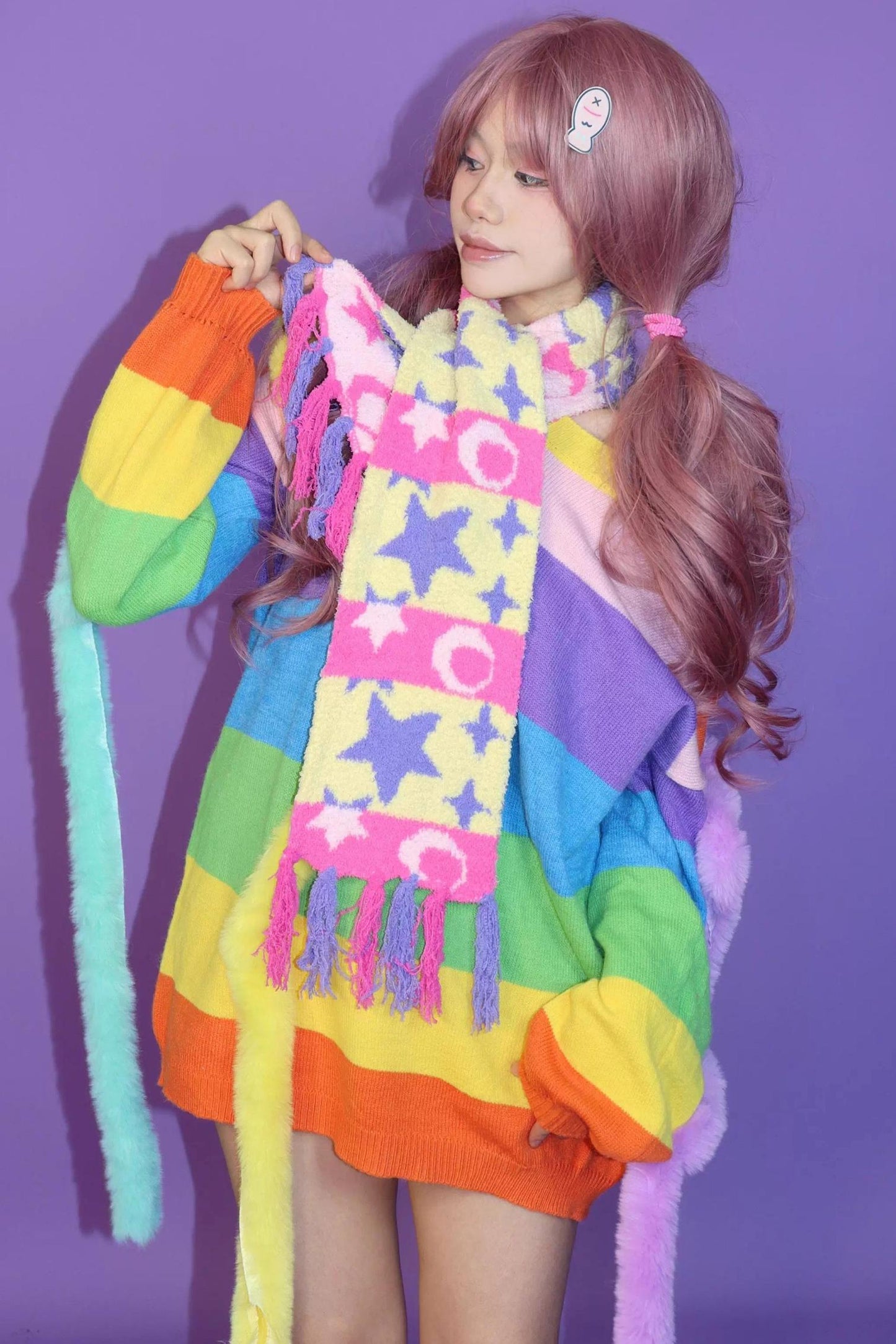 Rainbow Striped Knitted Jumper