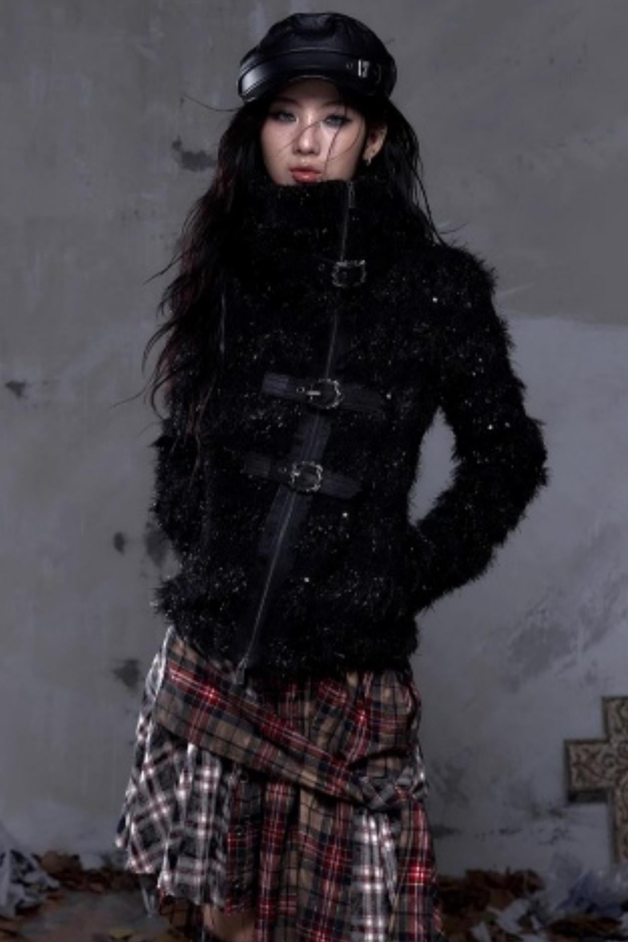 Vintage Dark Knight Plush Patchwork Coat