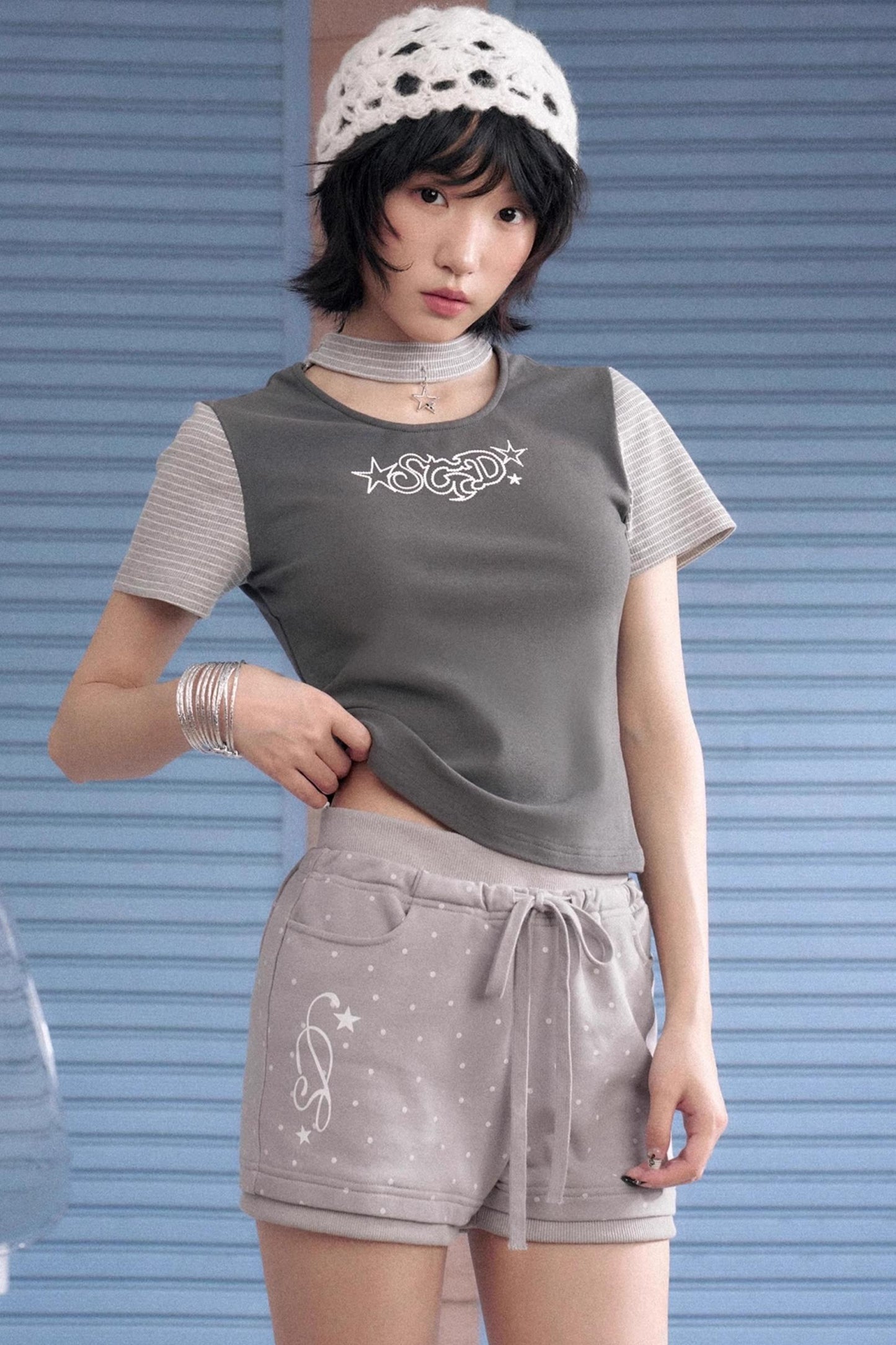 Playful Polka Dot Peplum Shorts