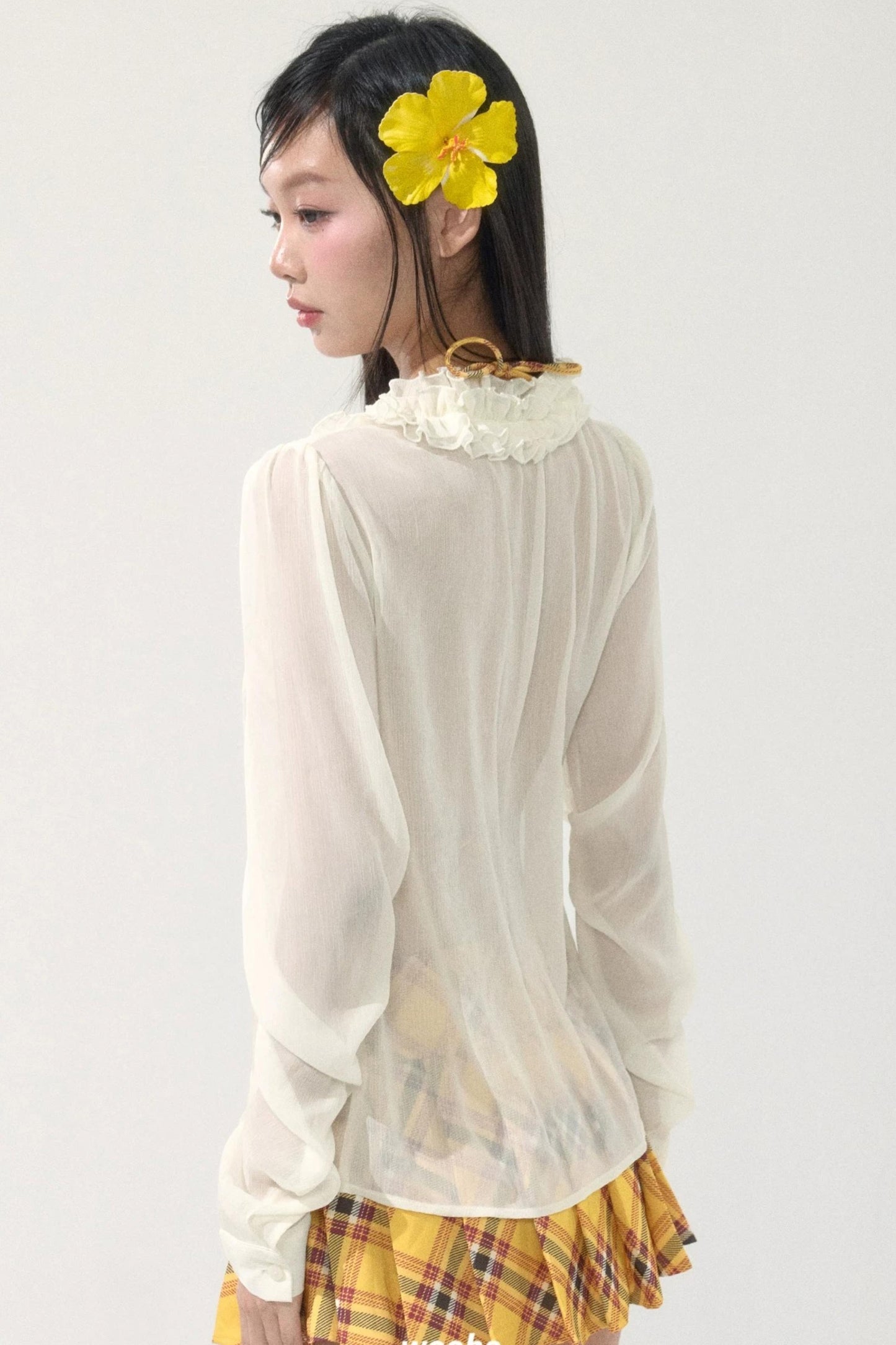 Chiffon Lace-Up Cardigan Shirt