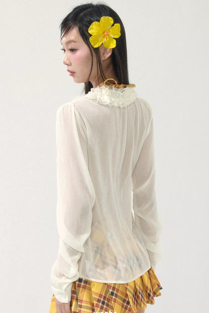 Chiffon Lace-Up Cardigan Shirt