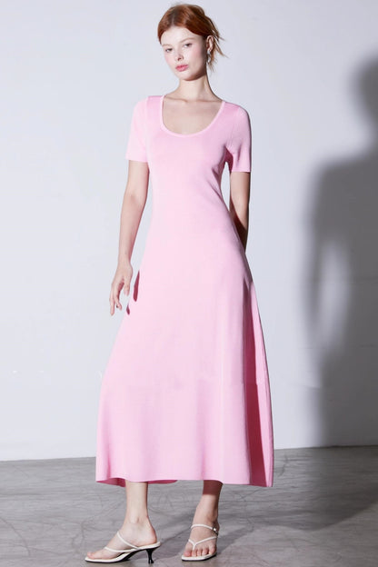 Silk U-neck Knit Dress