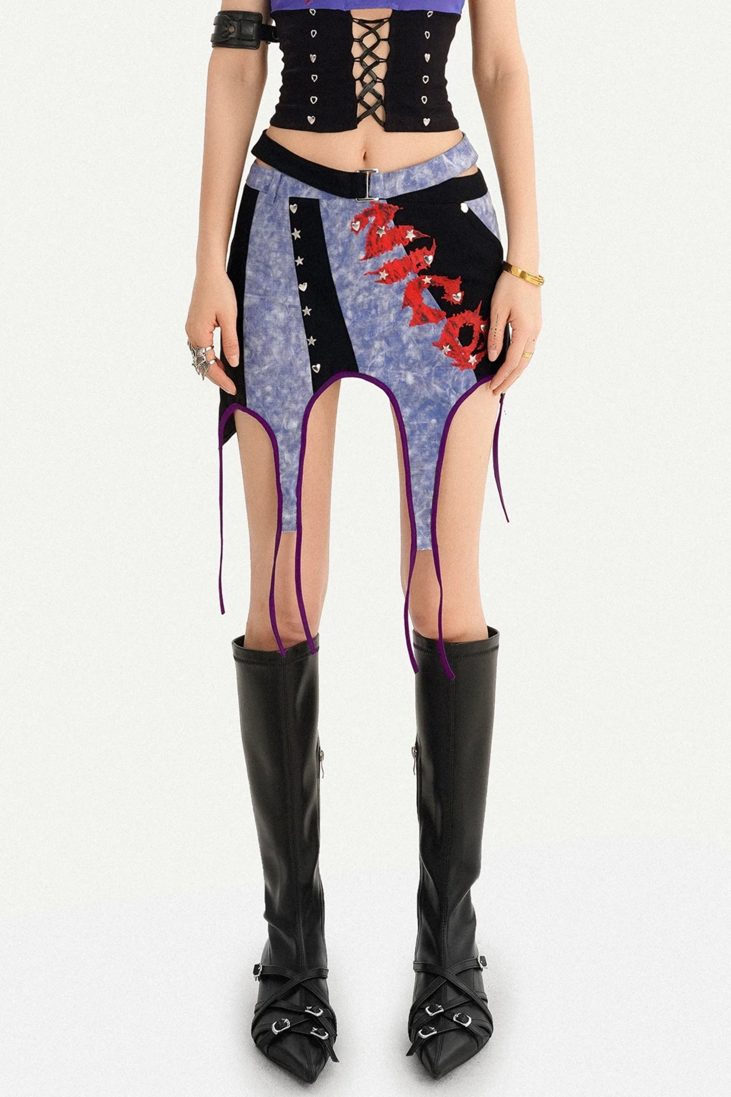 Asymmetrical Plaid Patchwork Skirt