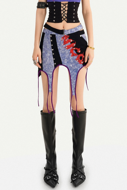 Asymmetrical Plaid Patchwork Skirt