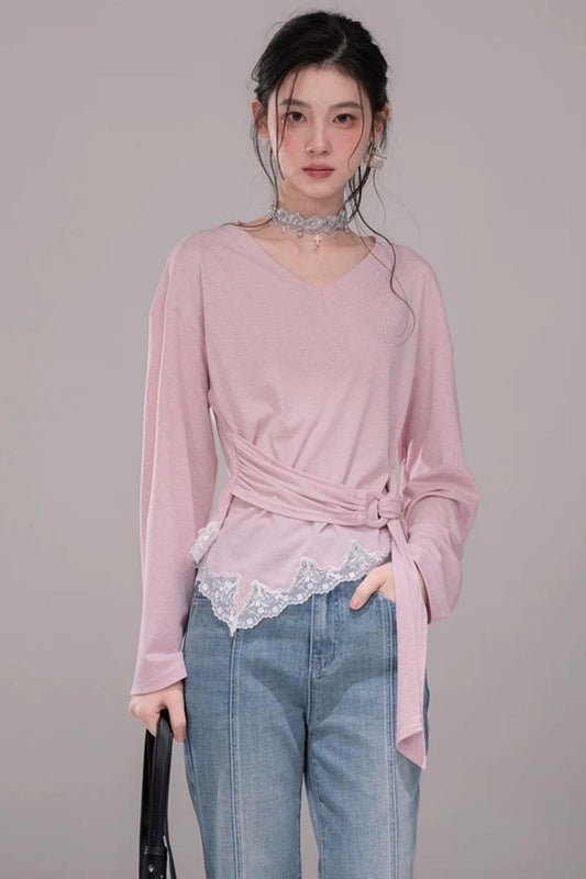 Pink Lyocell Lace Top