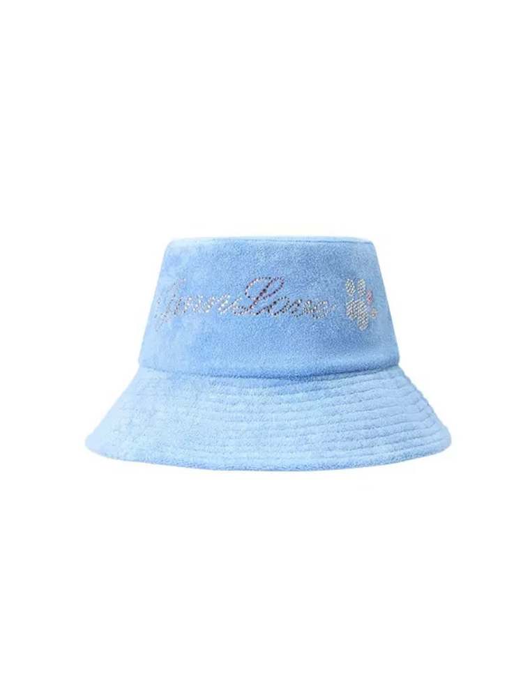 Towel Fabric Rhinestone Bucket Hat