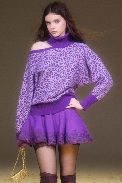 Retro Purple Leopard Sweater Set-Up