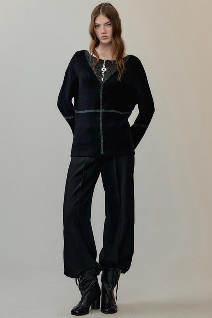 Translucent Knit V-Neck Top