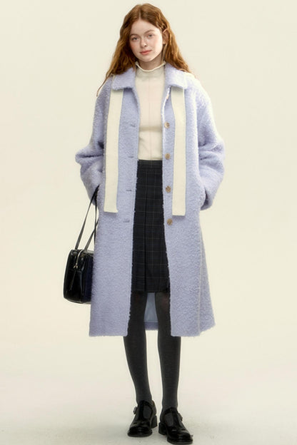 Gray Blue Woolen Hoop Coat