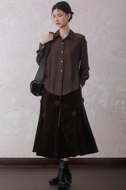 Autumn Acetate Chinese Shirt