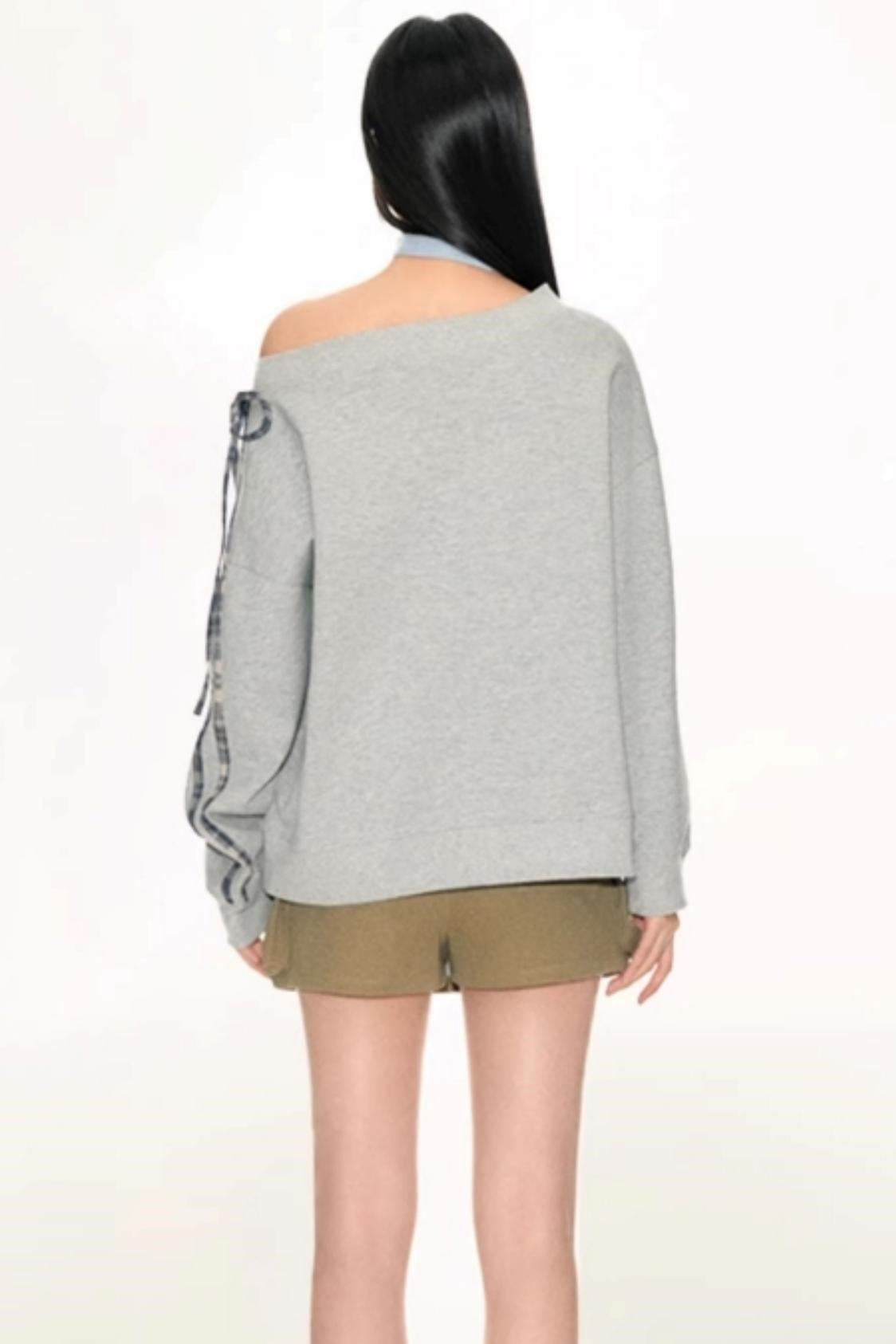 One-Line Letter Patch Sweatshirt