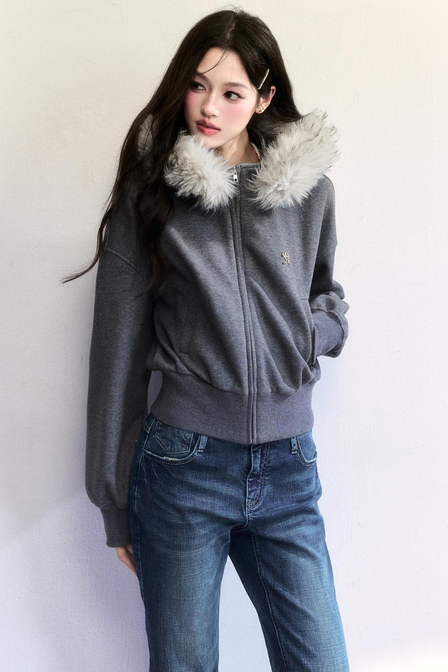 Hooded Fur Collar Jacket