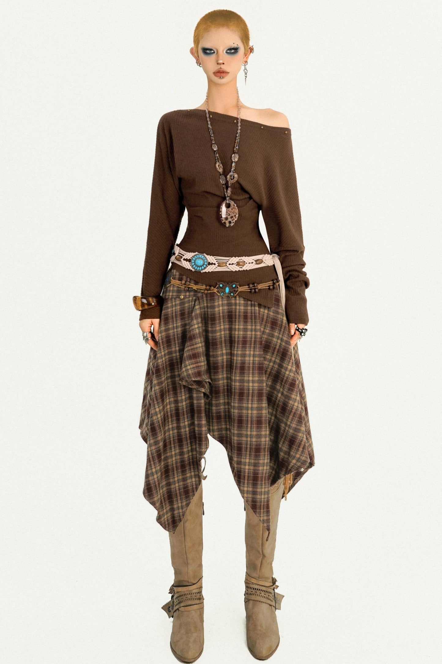 Retro Coffee Color Long Sleeve T-Shirt