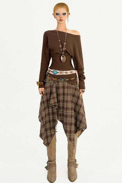 Retro Coffee Color Long Sleeve T-Shirt