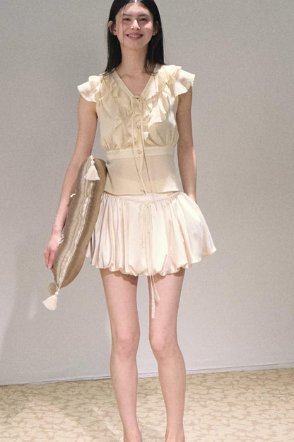 Heavy Lotus Leaf Lace Sleeveless Top